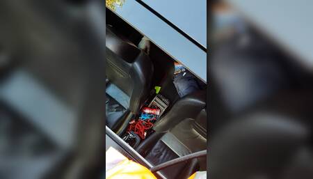 Piss on mate in scrapyard