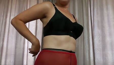 Part one: Wanilianna in crotchless, extremely glossy pantyhose and red nylon panties
