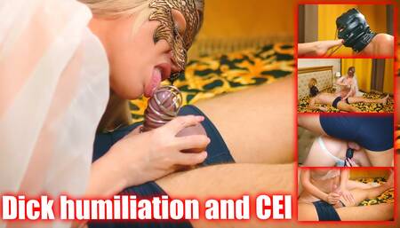 Caged dick humiliation turns into cum eating by slave