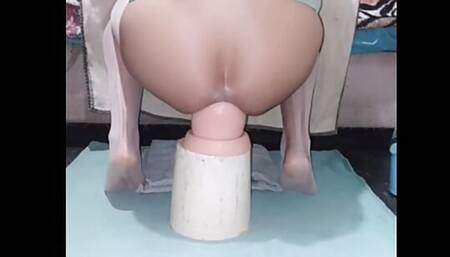 Riding a fat dildo until my ass is well dilated