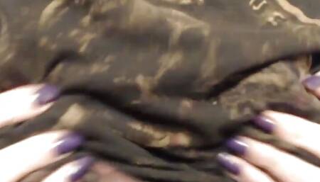 Teasing my tits with a brush