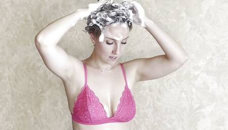 A lot of soapy sperm on my hair