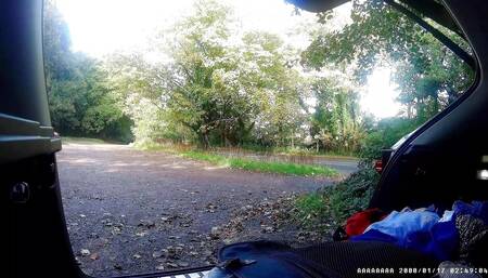 Strip to cross dress in car park, nearly caught twice, flashing stockings and panties