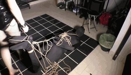 Slave tied up totally in Mistress's Evil Red hands Italian language WMV version