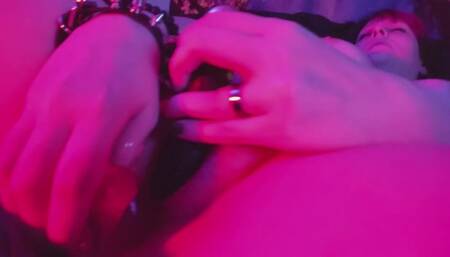 Dahlia rides her toy while playing with herself