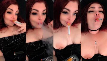 Chain smoking and relaxing in bed