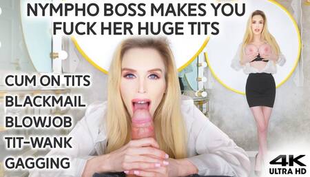 Busty Boss Blackmails Big Dick Employee in Titfuck & BJ