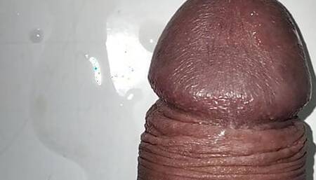Cock tied up and long cumshot