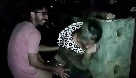 MILF slut camera sucks my dick in the street and we get caught by the police.