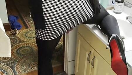 Dee Angels  -  Little Black & White Dress Cums Off 4  W  Dee Angels