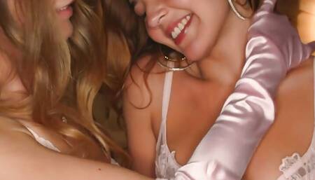 Sexy and Bold Lesbian Love Scene with Blonde Bombshells and a Full HD Dildo - An Orgasmic Fusion of Bodies!