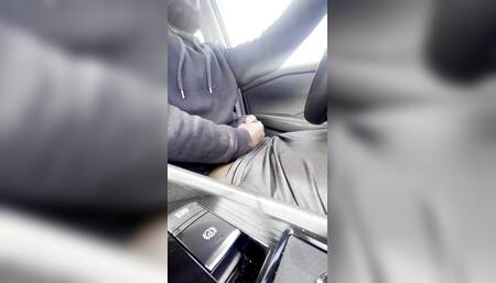 Stroking Big Ass Dick Driving in Traffic