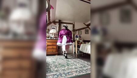In a purple maid outfit for a day