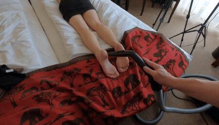 I vac Karinas feet an body, then she sucked me off and sucked me dry part 1