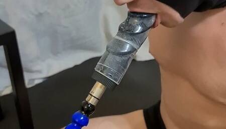 Stunning Mistress GospodaricaEmma does in BDSM session; ballbusting, spanking, electro play, strap on and dildo blowjob, sex machine with Her choosen one Wolfy01