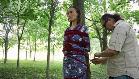 Sofi in kimono in the forest