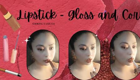 Lipstick - Gloss and Cork - Smoking Mighty cork - Audible - Close Up Smoking