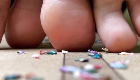 Giantess Smashing Little People on Yoga Mat