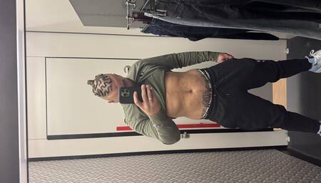 Solo masturbation, mirror reflection