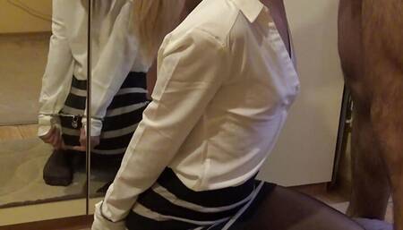 Guy Mouthfucks His Submissive and Cute Handcuffed Office Secretary