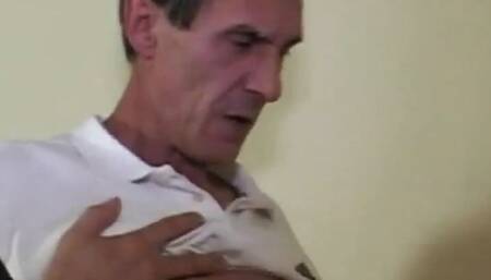 Teen slut eats dick then takes gramps cock