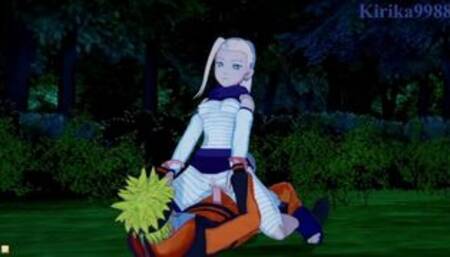 Ino Yamanaka and Naruto Uzumaki have deep sex in a park at night. - Naruto Hentai