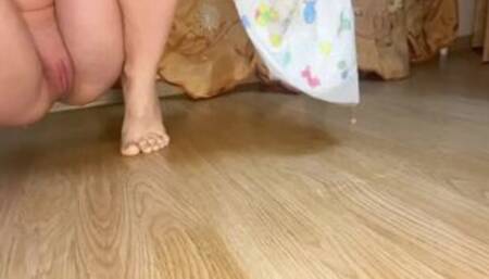 The girl suffered for a long time, she peed, there were not enough sheets