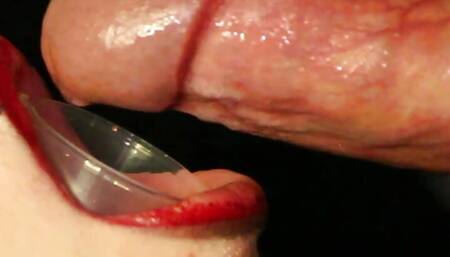 Close Up stepcousin Licks and Sucks My Cock and Drinks All the Cum from the Glass