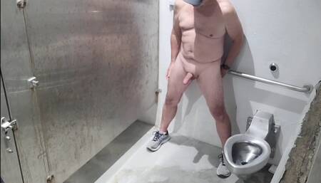Masturbating in men's room and eating my own cum