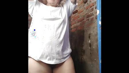 I touch myself with my boss's shirt