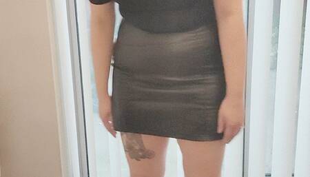 Giantess Lou crushes a 1969 Boss Mustang in flat sandals full body view