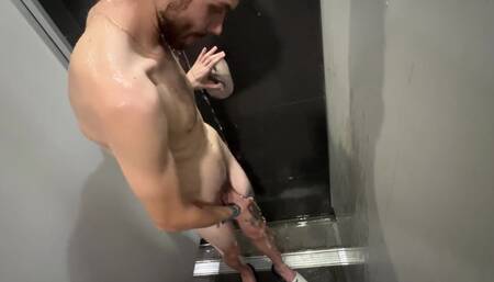 Gym Shower Masturbation and Huge Cum