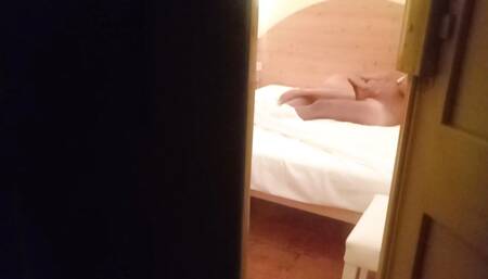 A cuckold husband's dream, peeking while I give our roommate a handjob