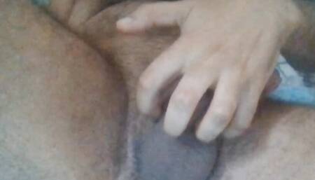 Wild man with chest hair caught jerking off  his big dick