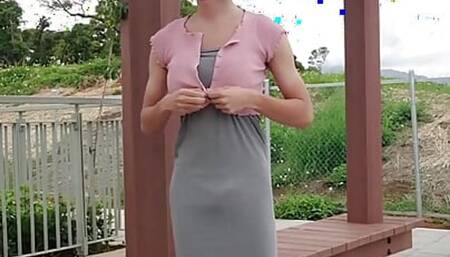 Cumming at Park and Public Toilet!! Exhibitionist Gina