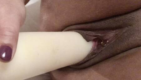 Solo MILF Rams a Huge Candle Deep Inside Her Big Wet Squirting Pussy Part Two