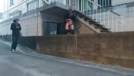 BUSTED - guy gets caught jerking off in public