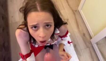 Sexy girl gives a perfect blowjob and bounce on dick