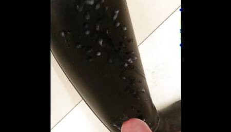 huge cumshot jerked off on my riding boots