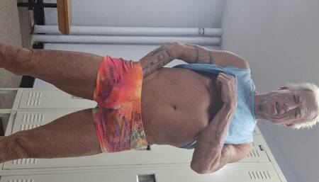 Locker room time stretching my asshole with many of my dildos