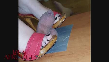 I like to crush the cock with my heels and barefoot until I cum