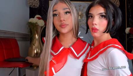 Stunning Trans Kneels Down And Suck A Girlock