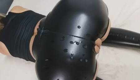 Leather fetish and doggy fuck with blonde girlfriend