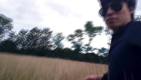 Jon Arteen Walks with Butt Plug Outdoors