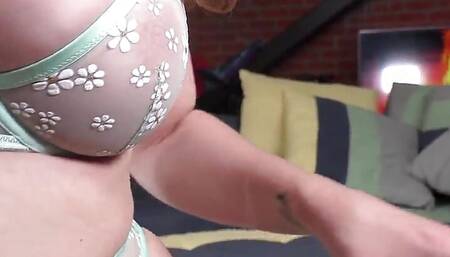 POV amateur busty lingerie babe in stockings gets fucked