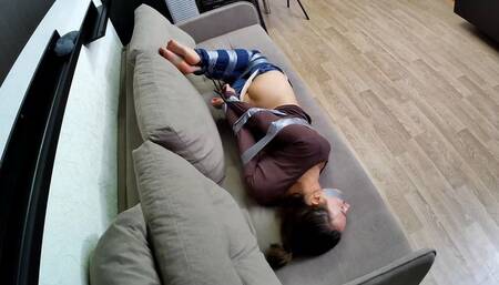 Sofi in jeans tied duct tape and gagging_Hidden camera Mps_Part 2