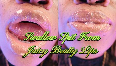 Swallow Spit From Juicy Bratty Lips- Ebony Femdom Goddess Rosie Reed Lipstick Spit Fetish Bratty Goddess Worship- 1080p HD