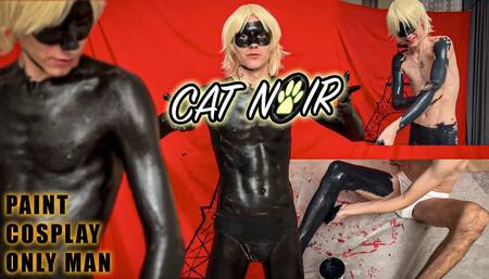 Cat Noir Latex Paint only boy cosplay painting body art