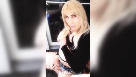Horny Shemale Cum on the Balcony
