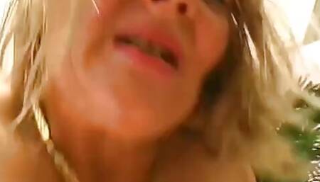 Kinky Mature Blonde Sheron Lane Allows Submissive Dude to Finger Fuck Her Hairy Cunt After Pegging His Ass with Dildo